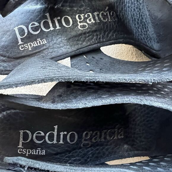 Pedro Garcia Black Suede Perforated Slingback Heeled Sandals Women EU 41 US 9.5 - Picture 15 of 16